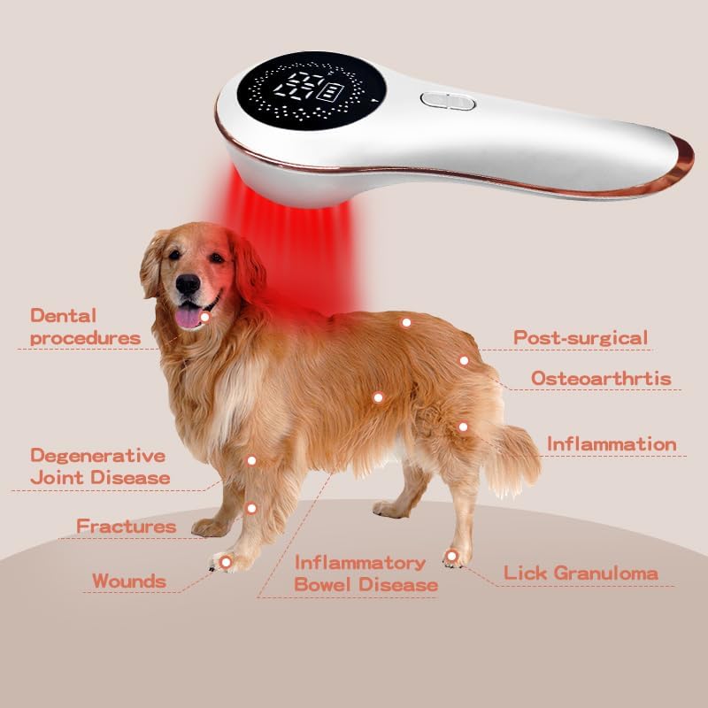 Red Light LLLT Cold Laser Therapy for Pet Dogs Cats Horses Vet, Near Infrared Light Therapy Device for Muscle & Joint Pain Relief Wound Healing Care Reduces Inflammation with Upgrade Protective Cover